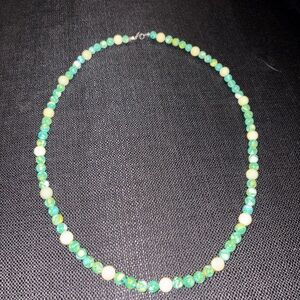 Elegant Green and Cream Beaded Necklace
